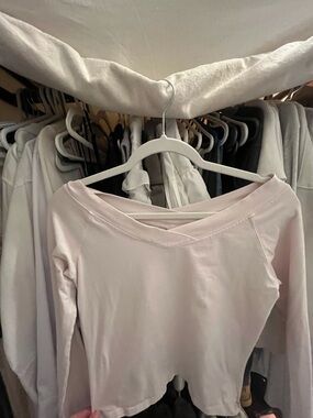 Harlow Light Pink Off-Shoulder Long Sleeve Top